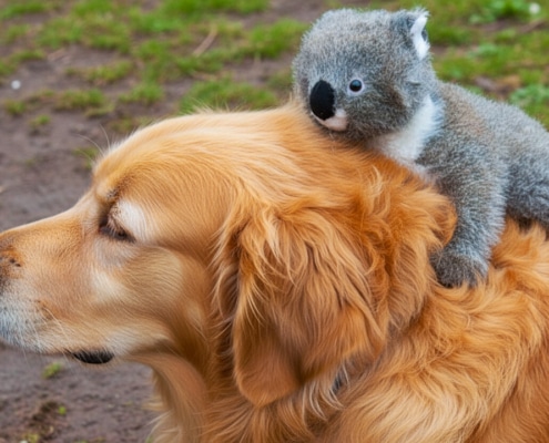 Asha, the golden retriever, and the Joey
