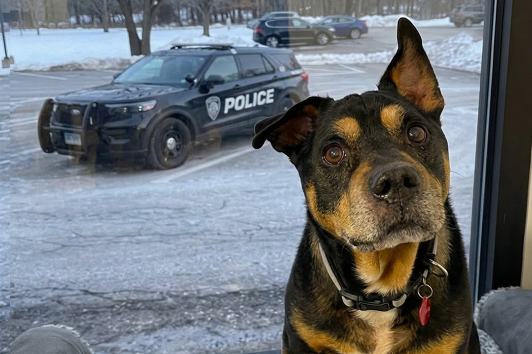 Lil' Craig at his new home ay the police station