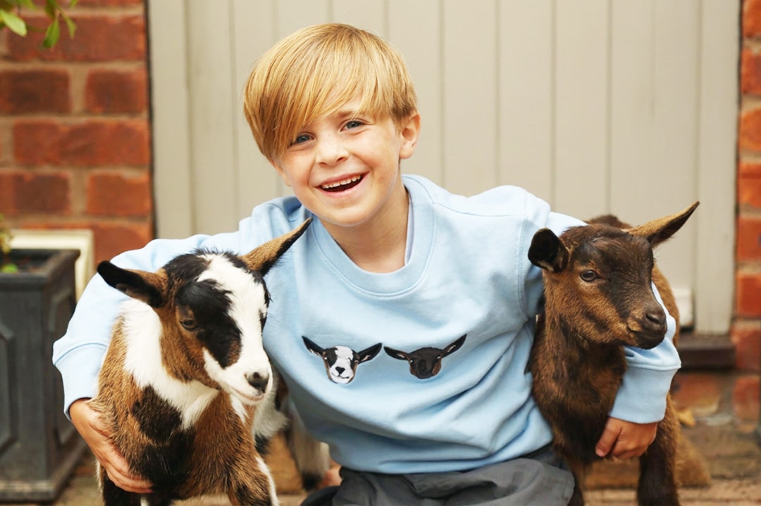 Buddy with his two goats