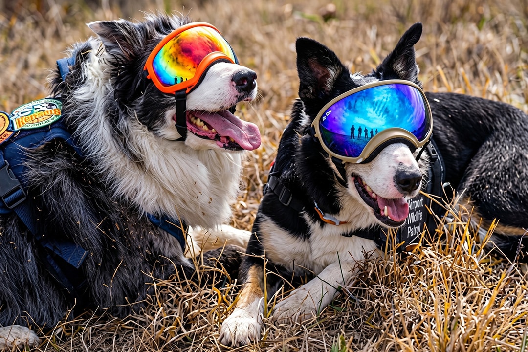 Hercules and Ned in their goggles