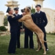 Just Nuisance, the Navy dog with four members of the Royal Navy