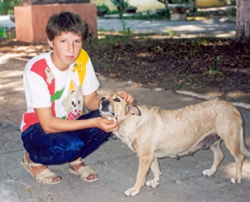 Oxana Malaya with her dog
